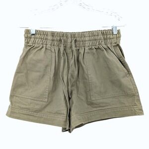 Forever 21 Olive Green Cotton Pull On Utility Shorts Elastic Waist Medium